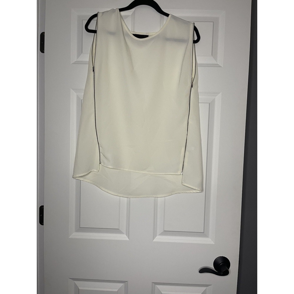 Express High Low Chiffon Tank Top medium cream zipper Sides